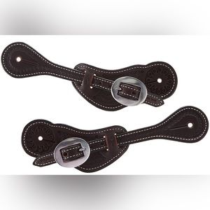 NRS Oiled Tooled Spur Straps Darkoil Ladies